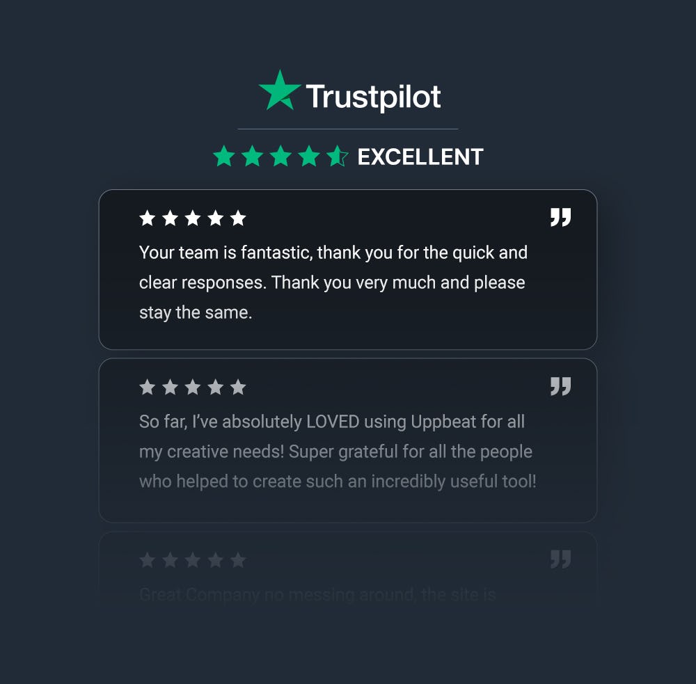 An image of our Trustpilot rating, showing 4.7 stars. The example review reads: Your team is fantastic, thank you for the quick and clear responses. Thank you very much and please stay the same.