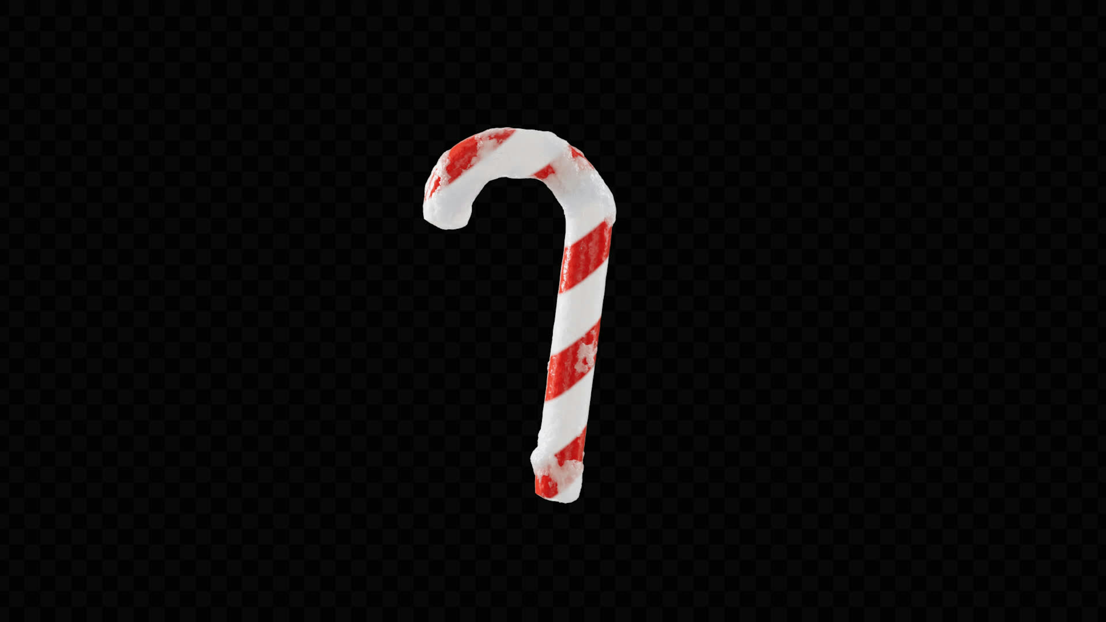 3D Candy Cane On Alpha