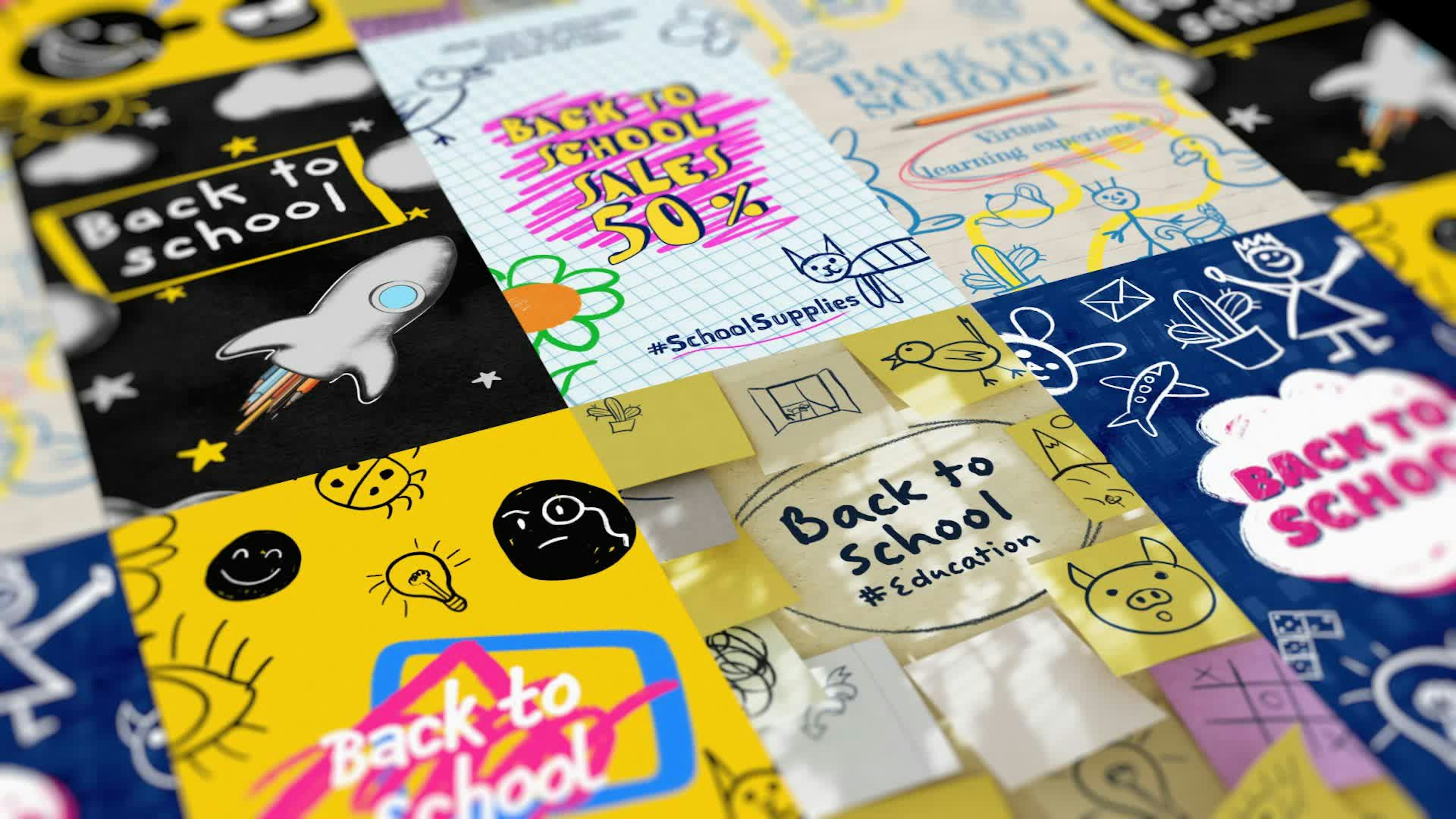 Back To School Vertical Doodles
