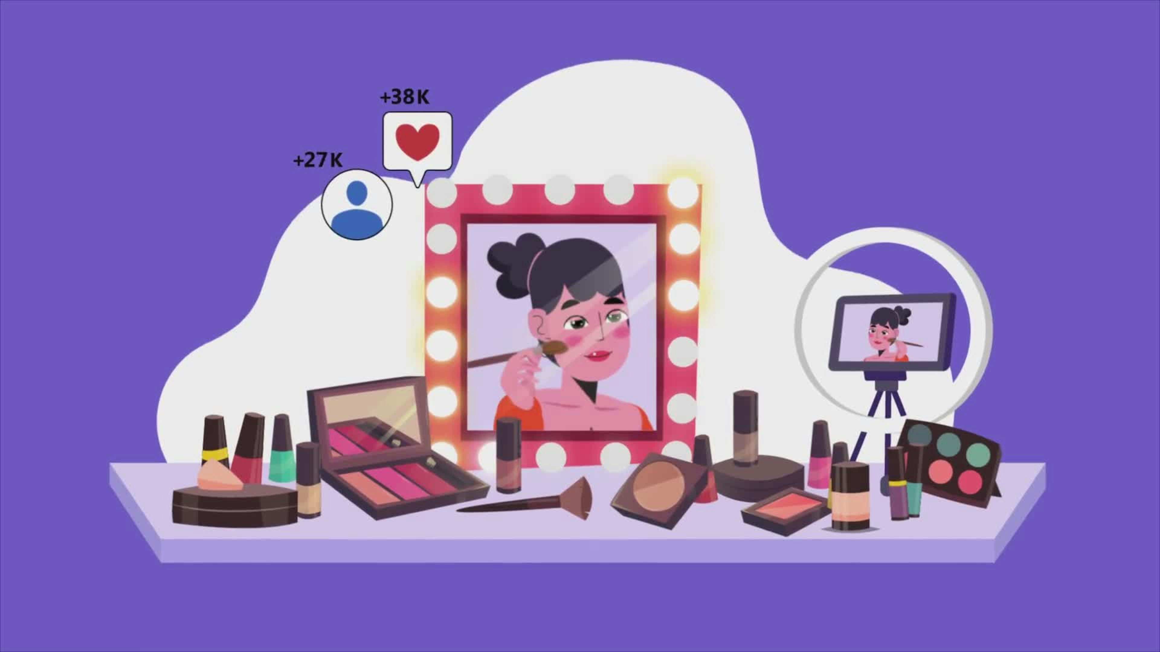 Beauty Influencer Girl Recording A Live Session