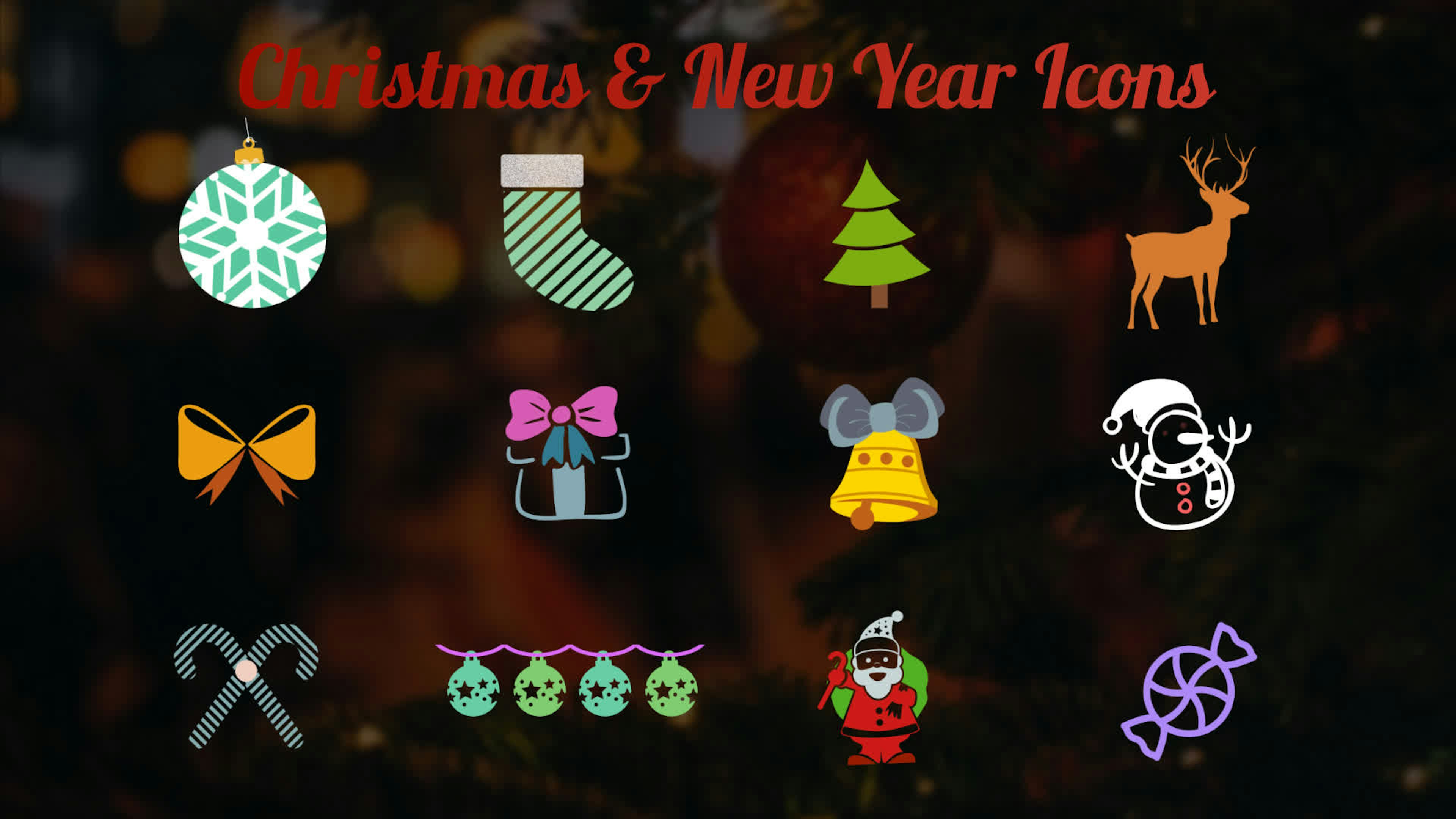 Christmas And New Year Icons Pack