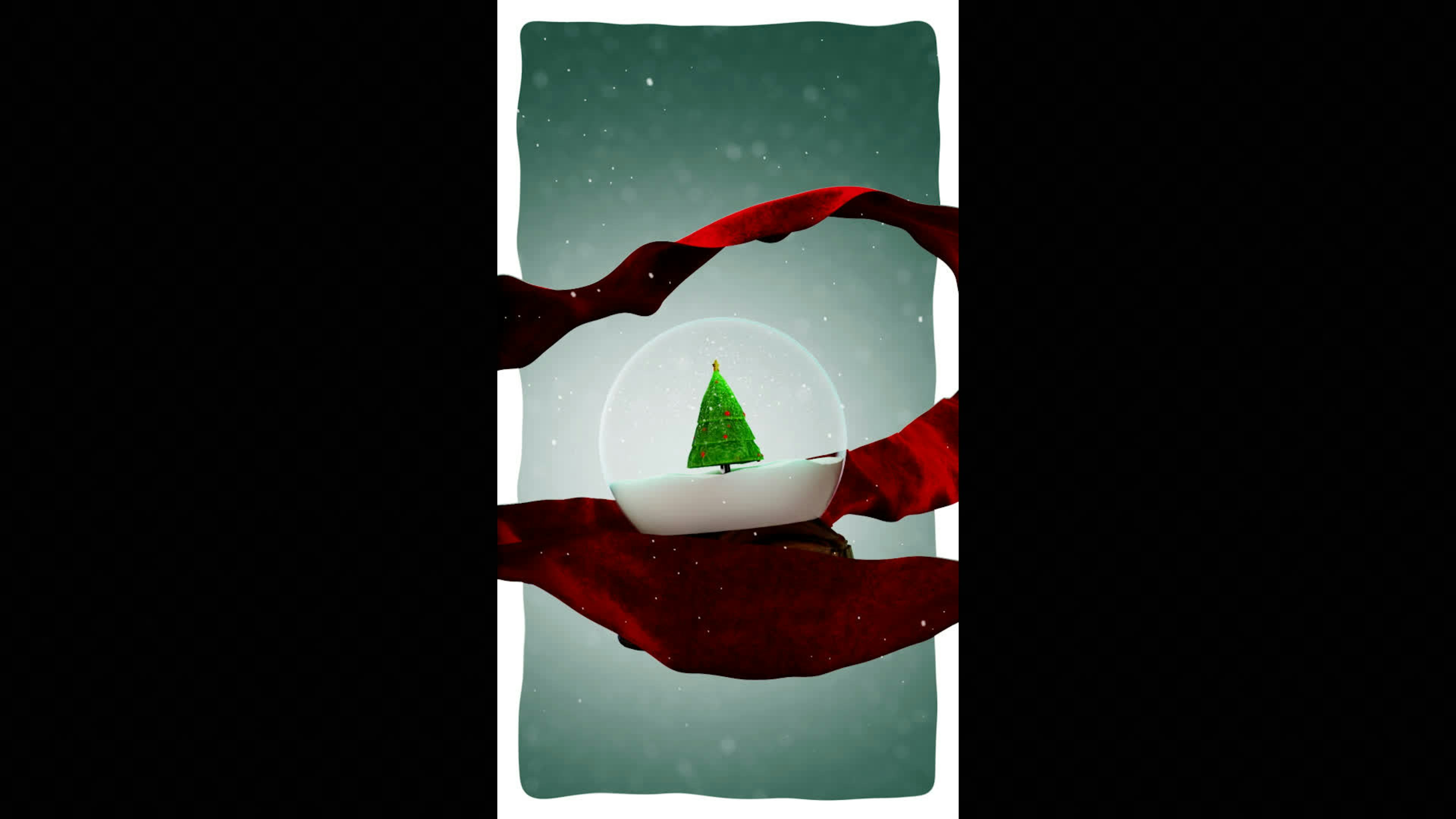 Christmas Snow Globe With Fabric Background