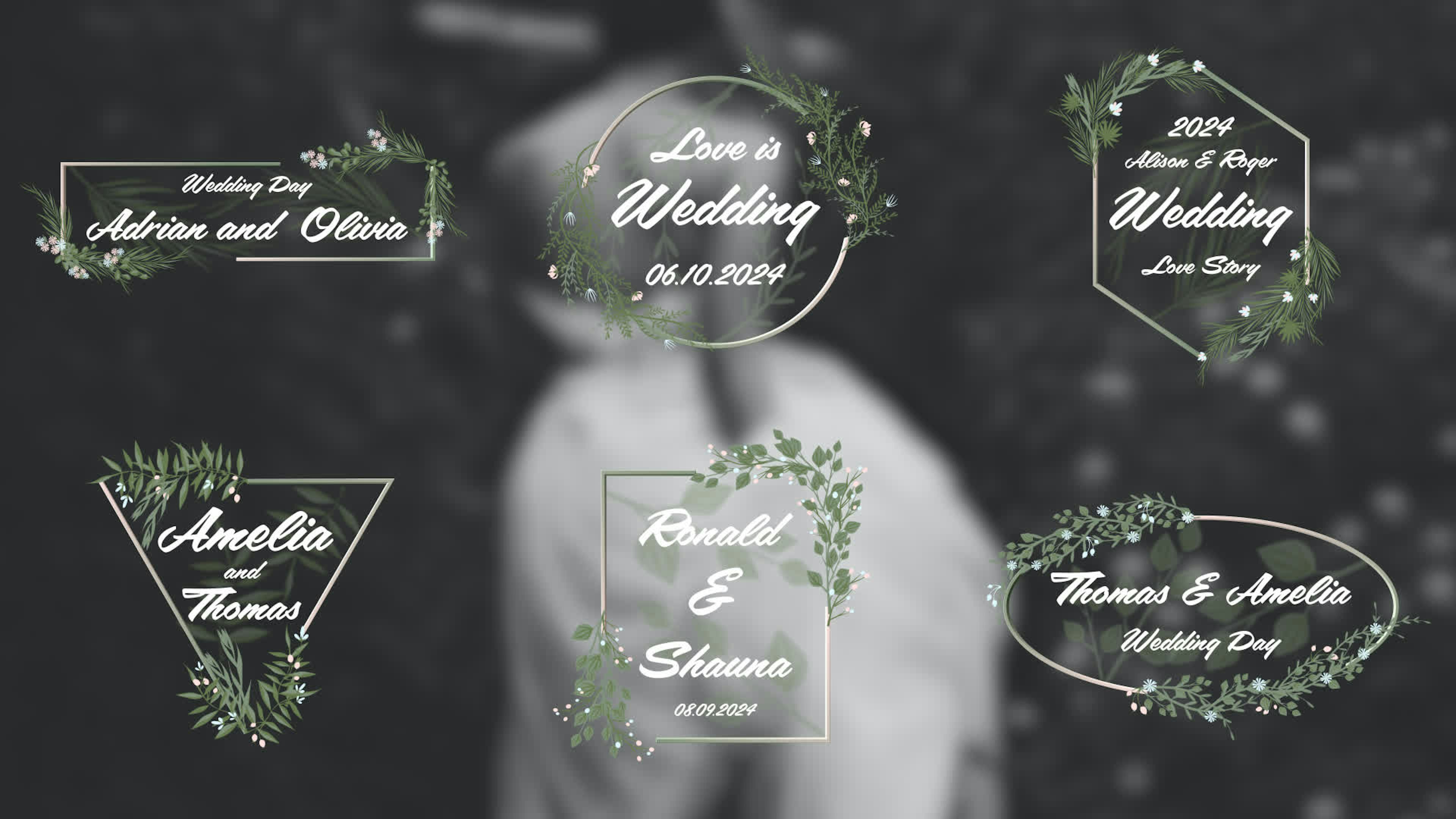 Colorful Flowering Vine Wedding Titles