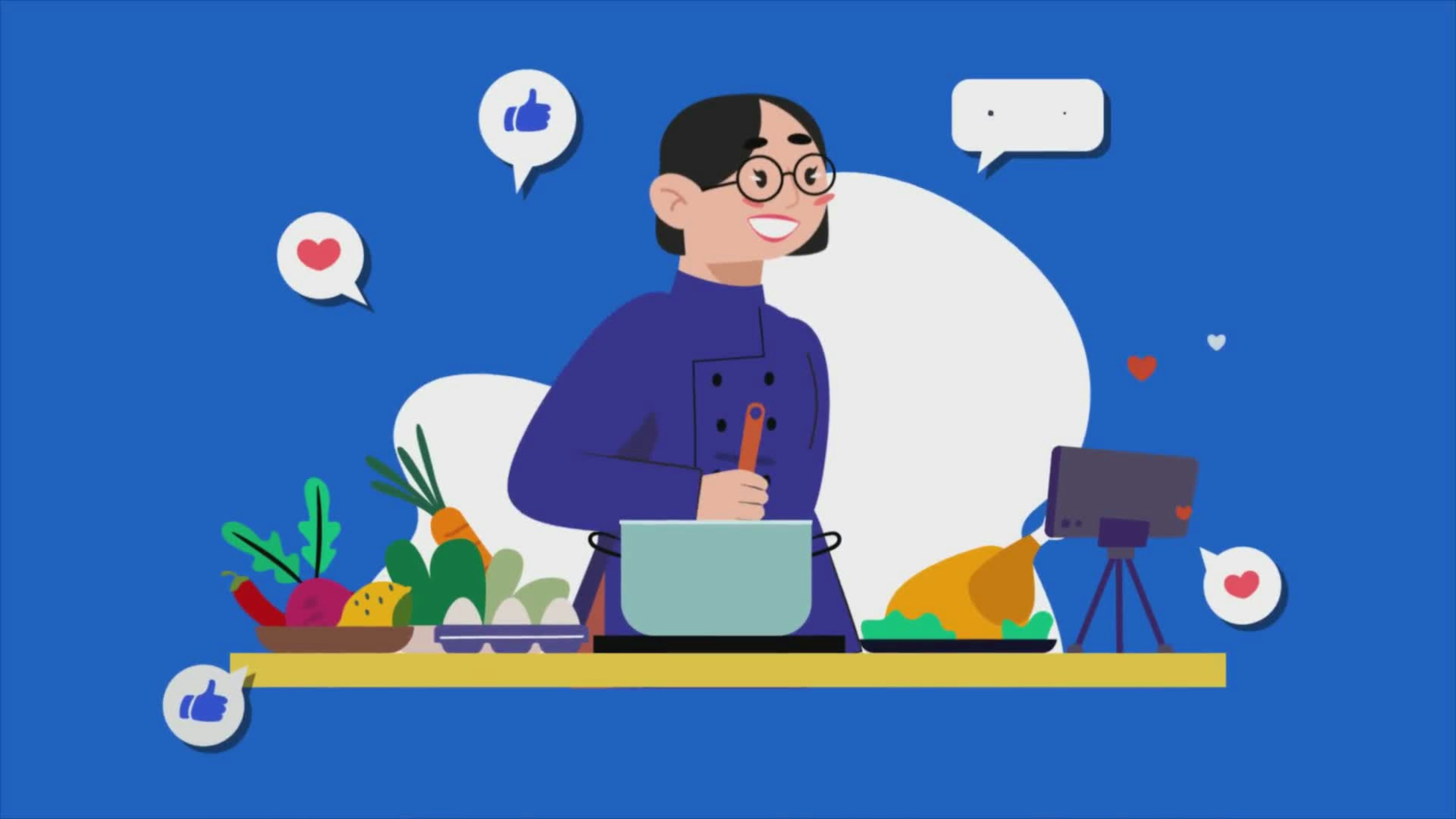 Cooking Influencer Girl Recording A Live Session