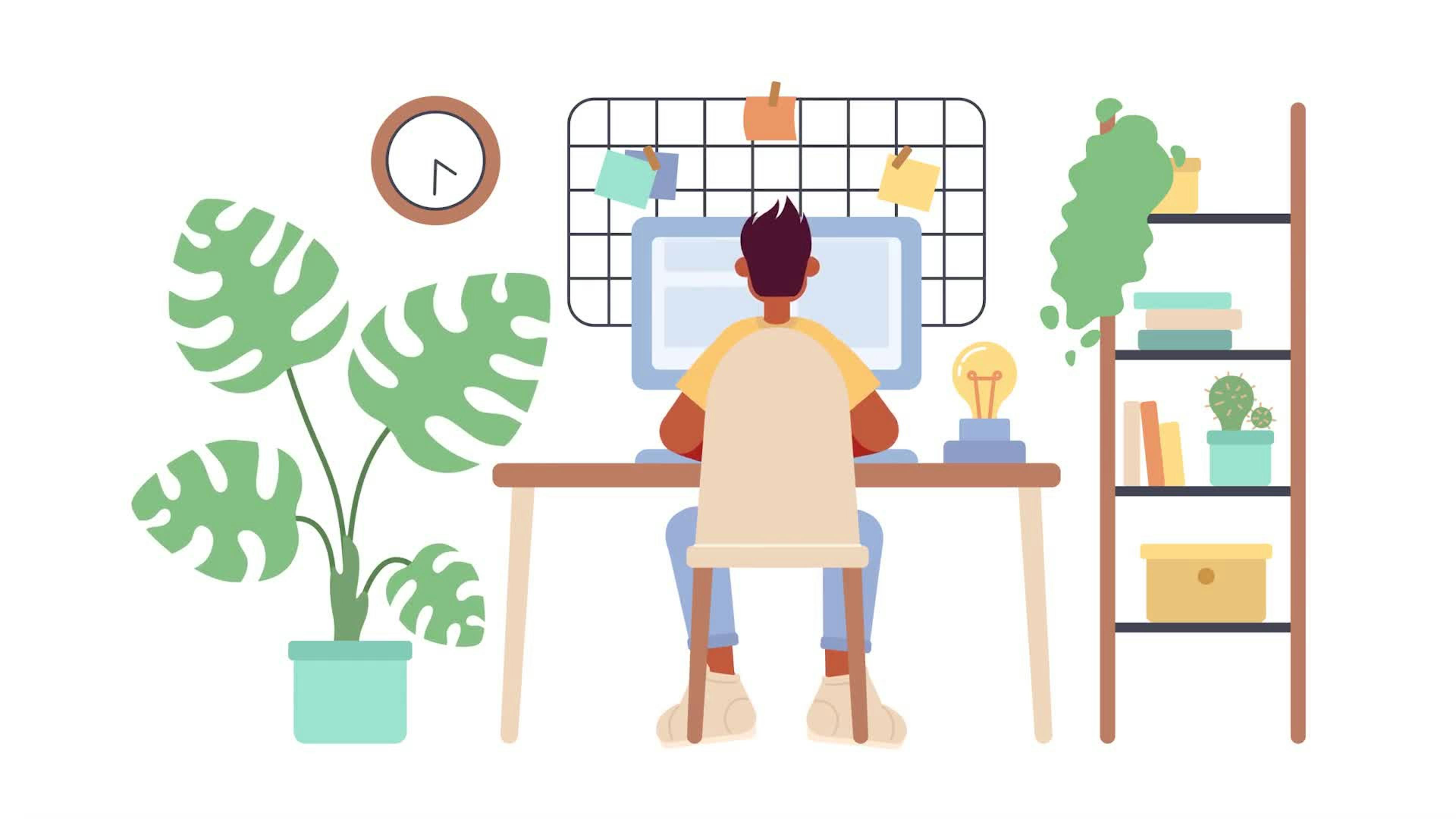 Cozy home office setup freelancer