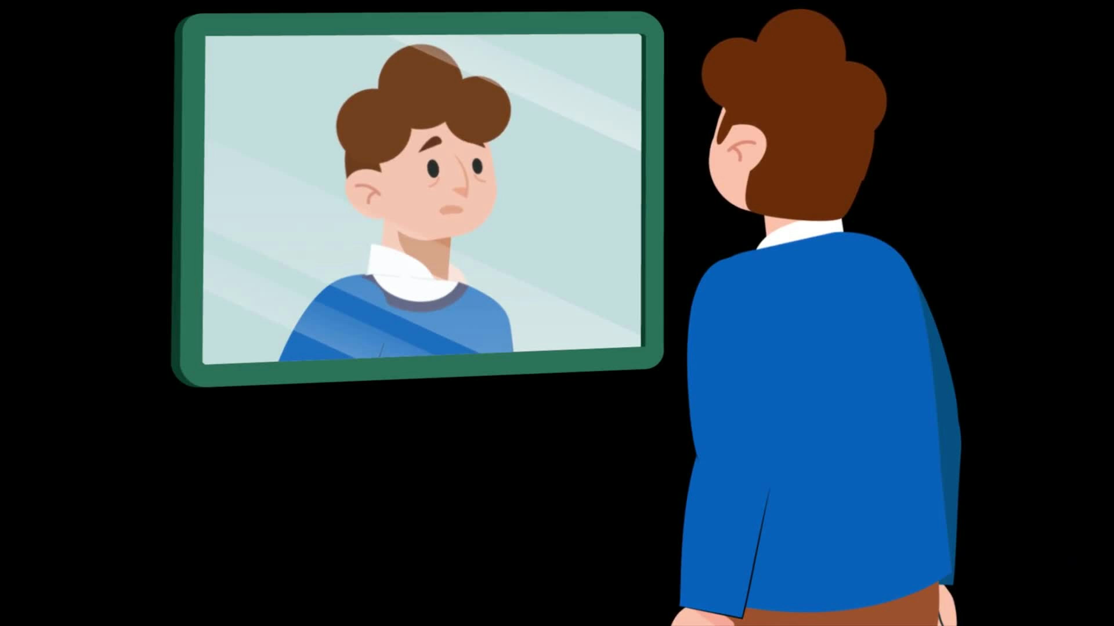 Disappointed Man Looking At Himself In The Mirror On Alpha