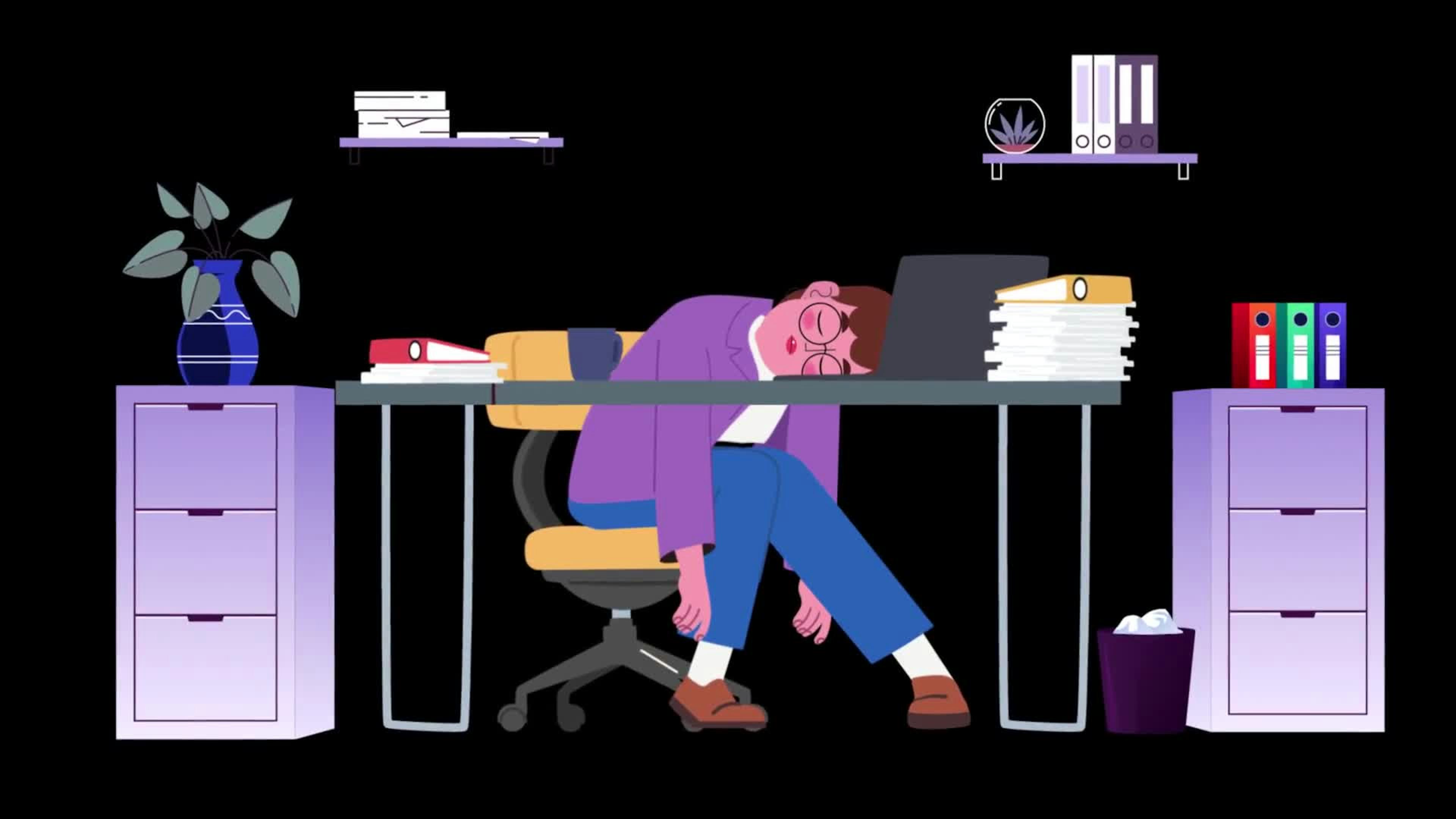 Female Employee Falling Asleep On The Desk From Exhaustion On Alpha