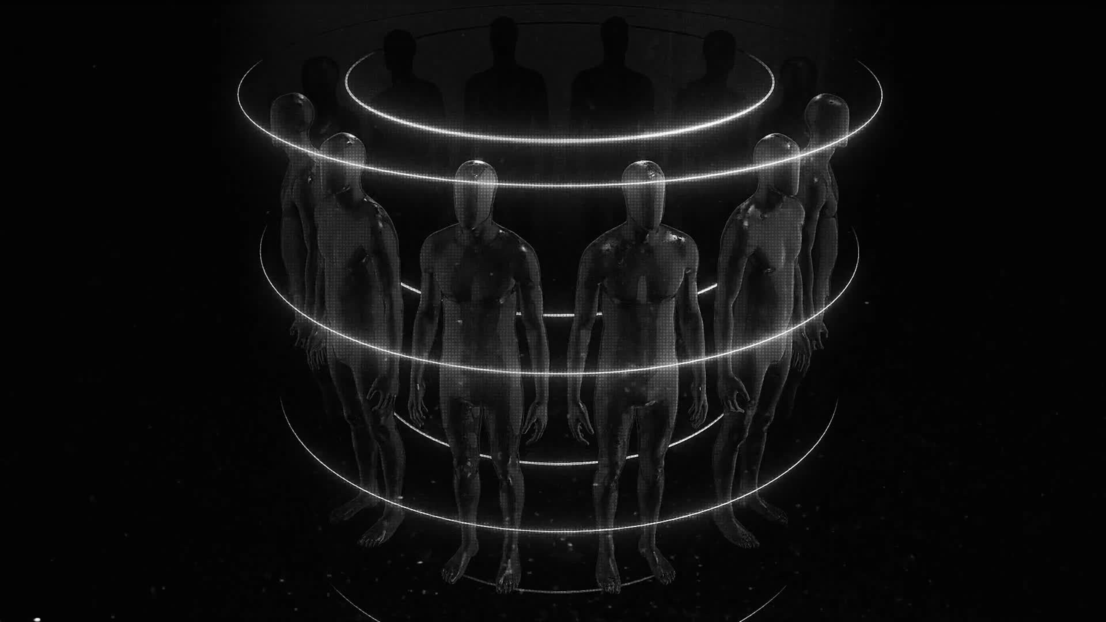 Film Noir Humanoid Statues Circle
