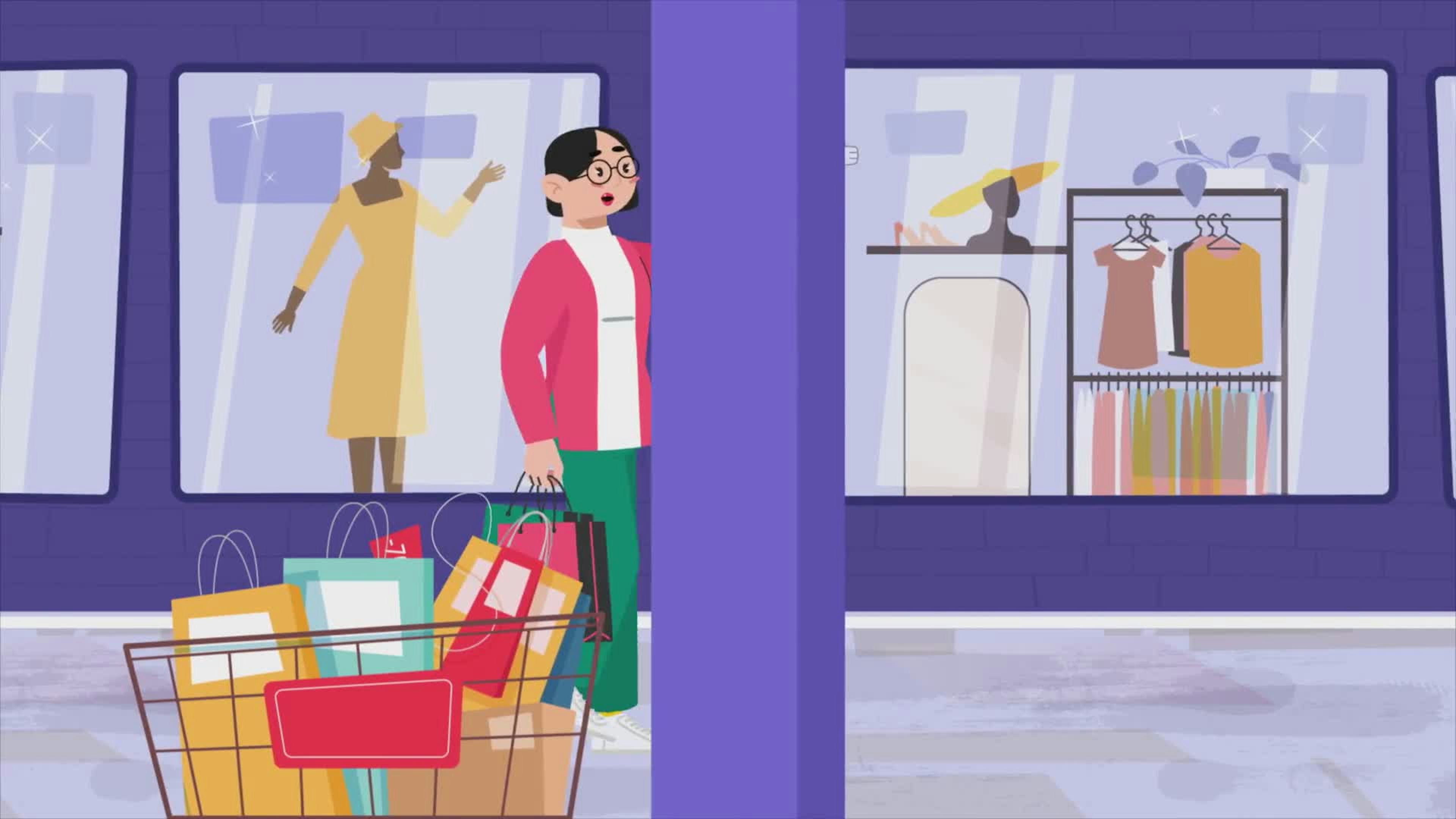 Girl Walking Through Clothing Stores While Streaming Live