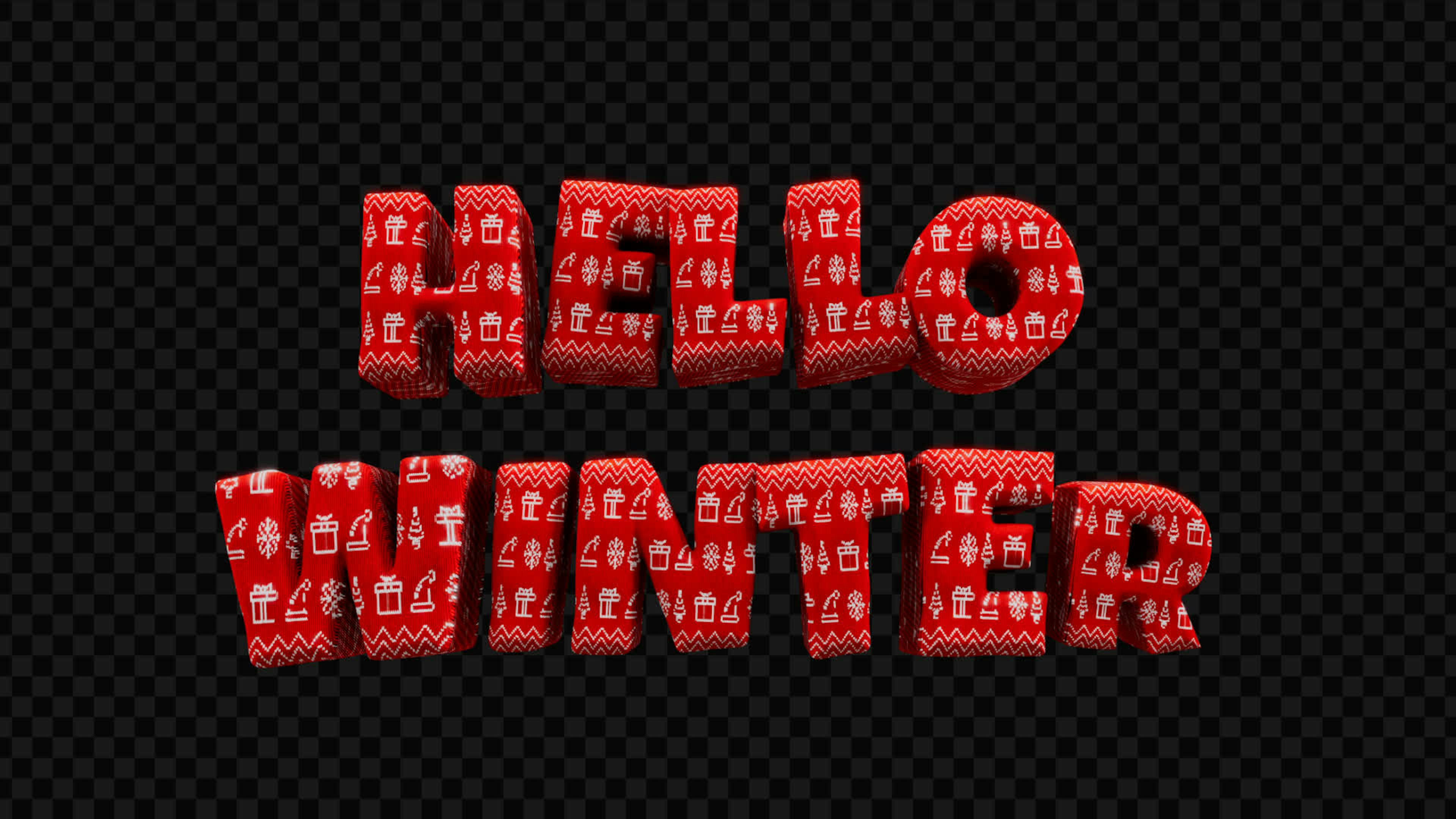 Hello Winter 3D Title on Alpha