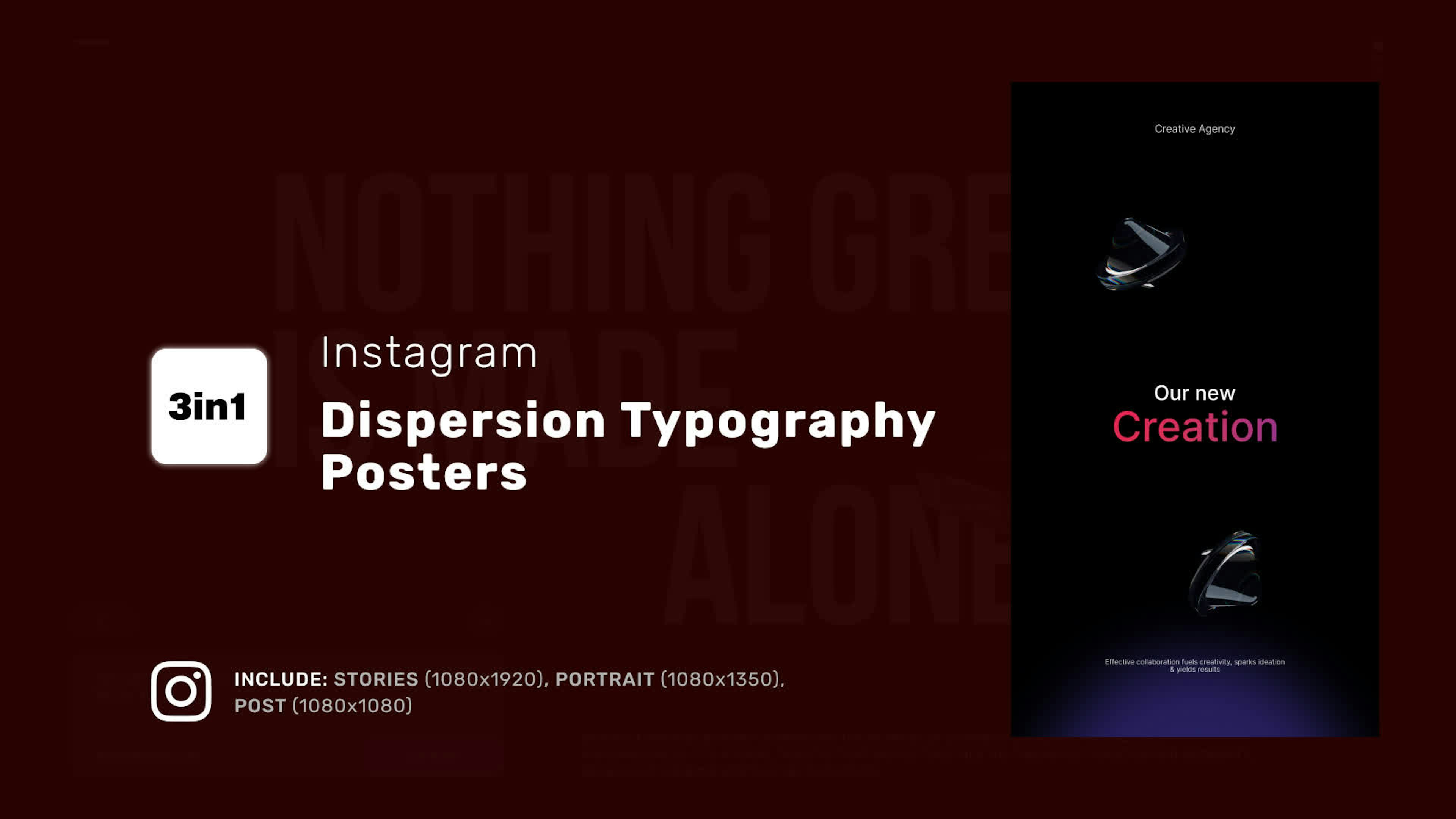 Instagram Dispersion Typography Posters