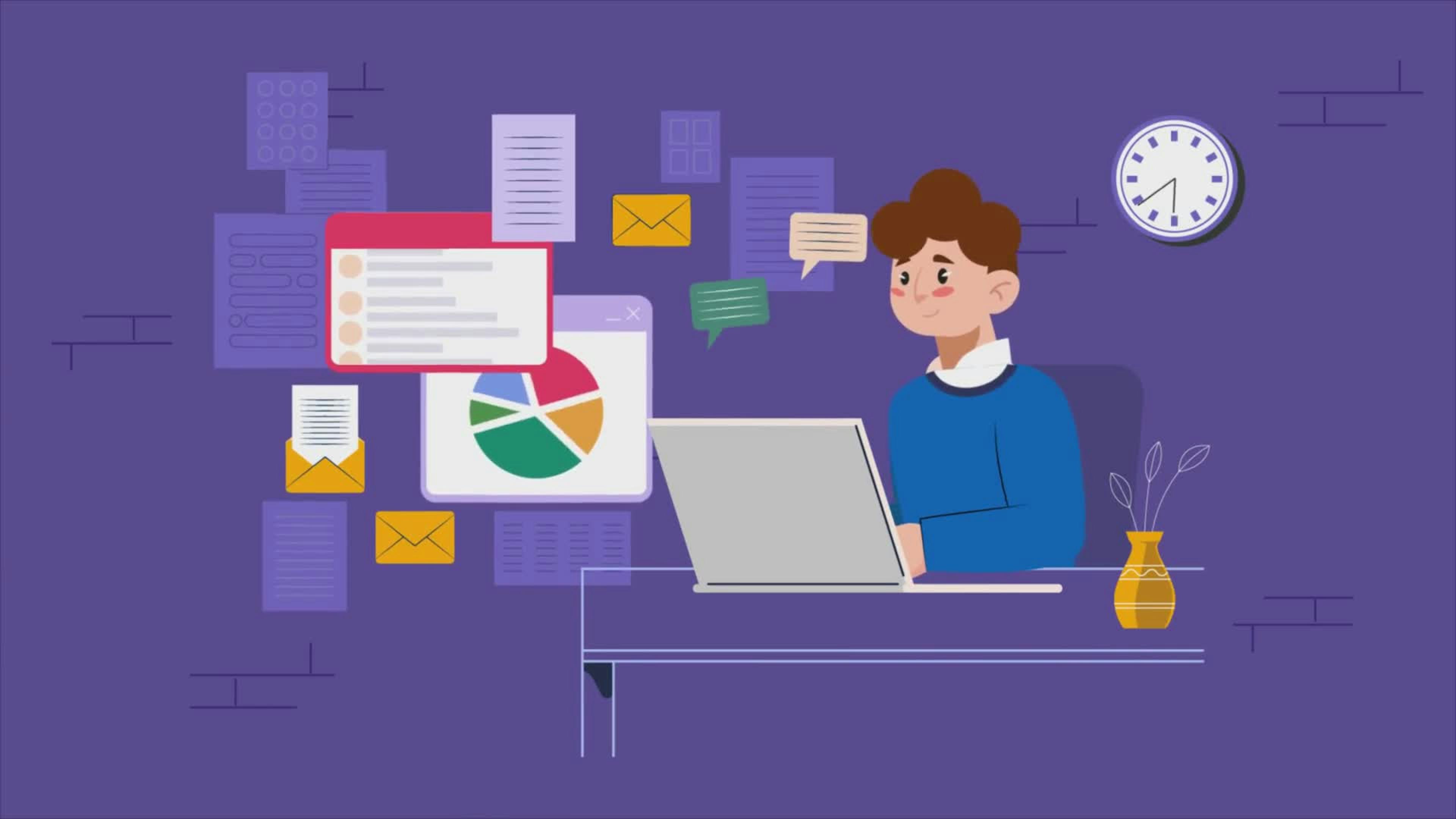 Man Working On A Laptop At A Desk