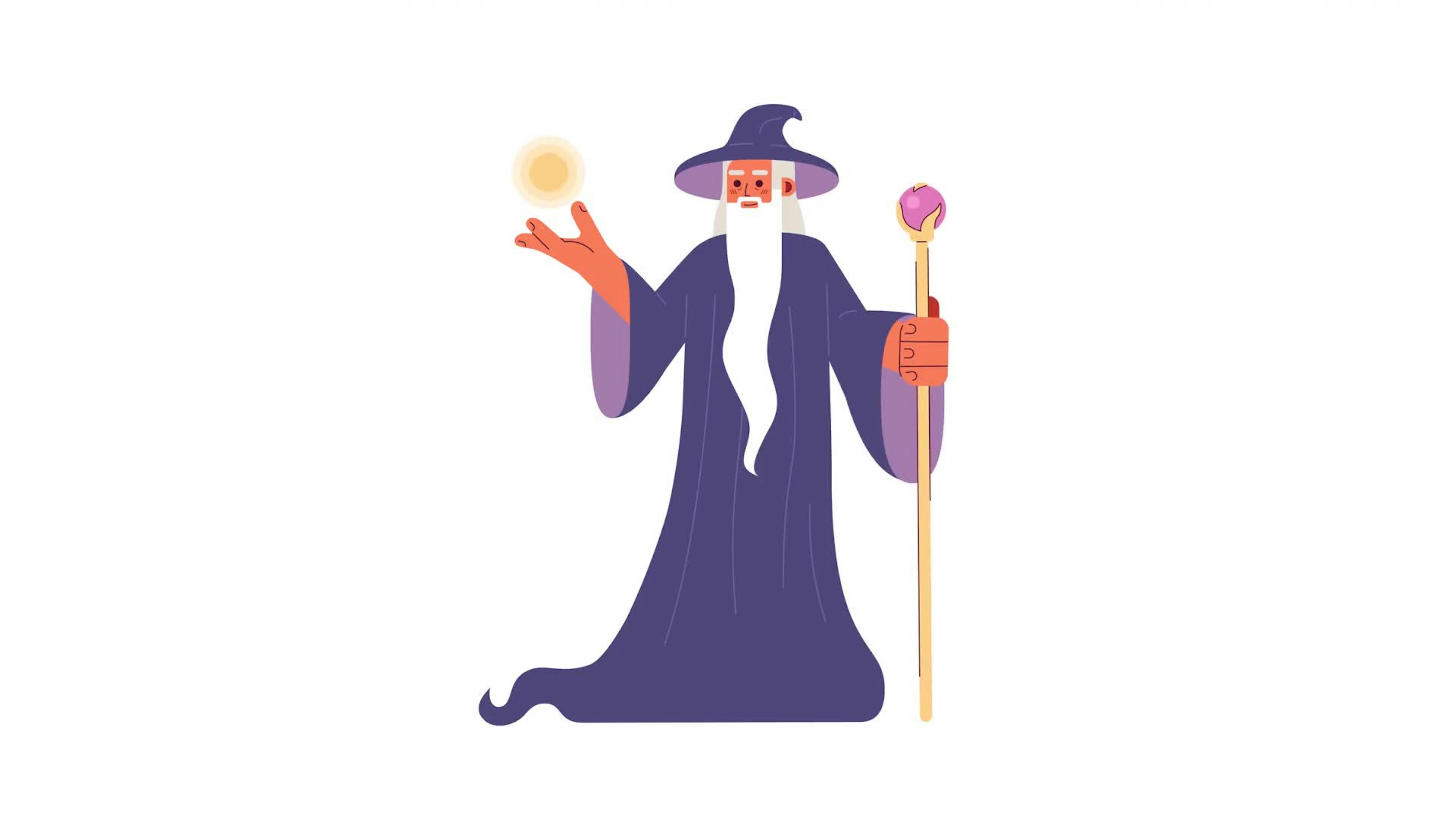 Merlin Wizard Spelling Fireball Cartoon