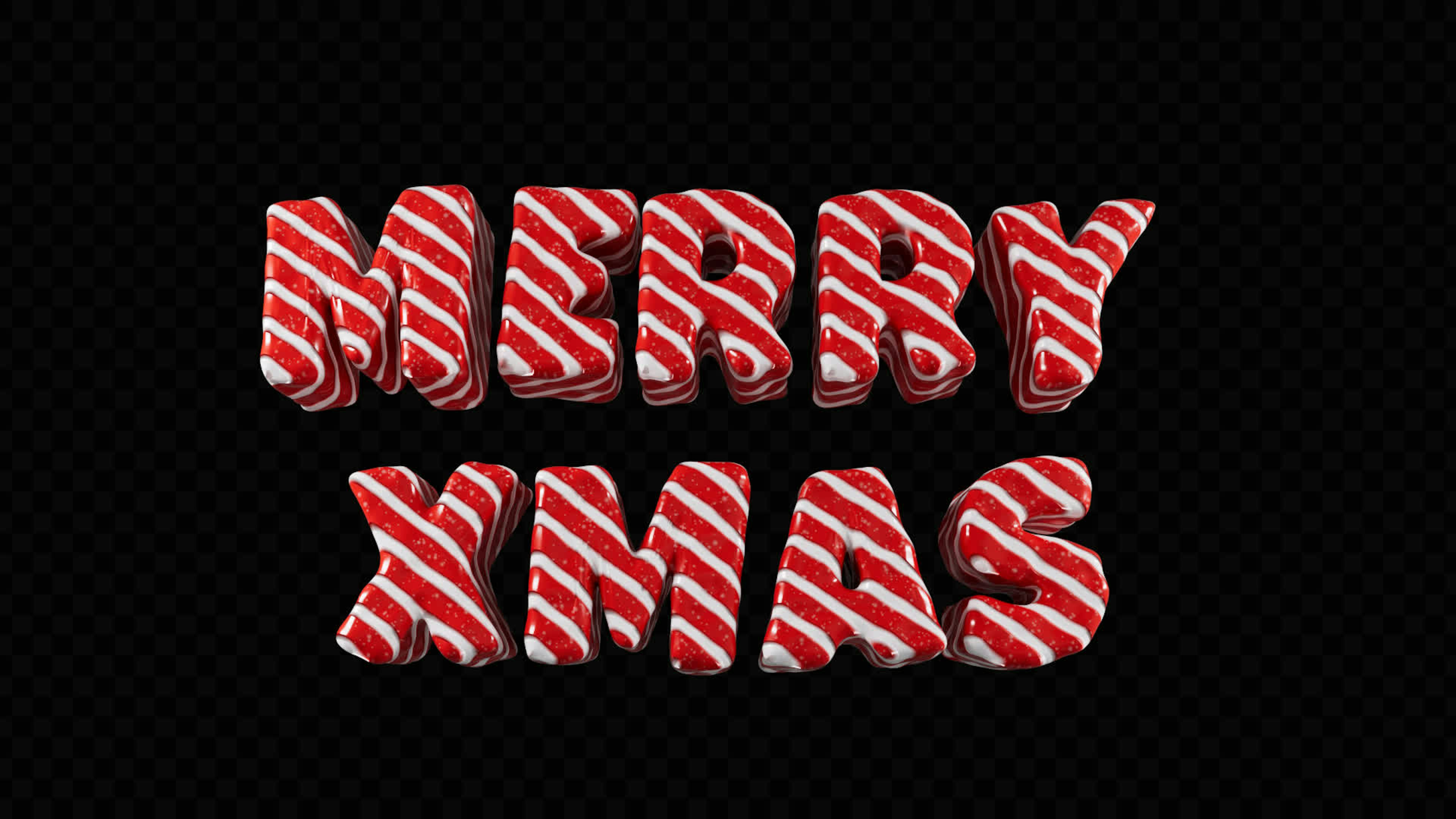 Merry Xmas Candy 3D Title on Alpha