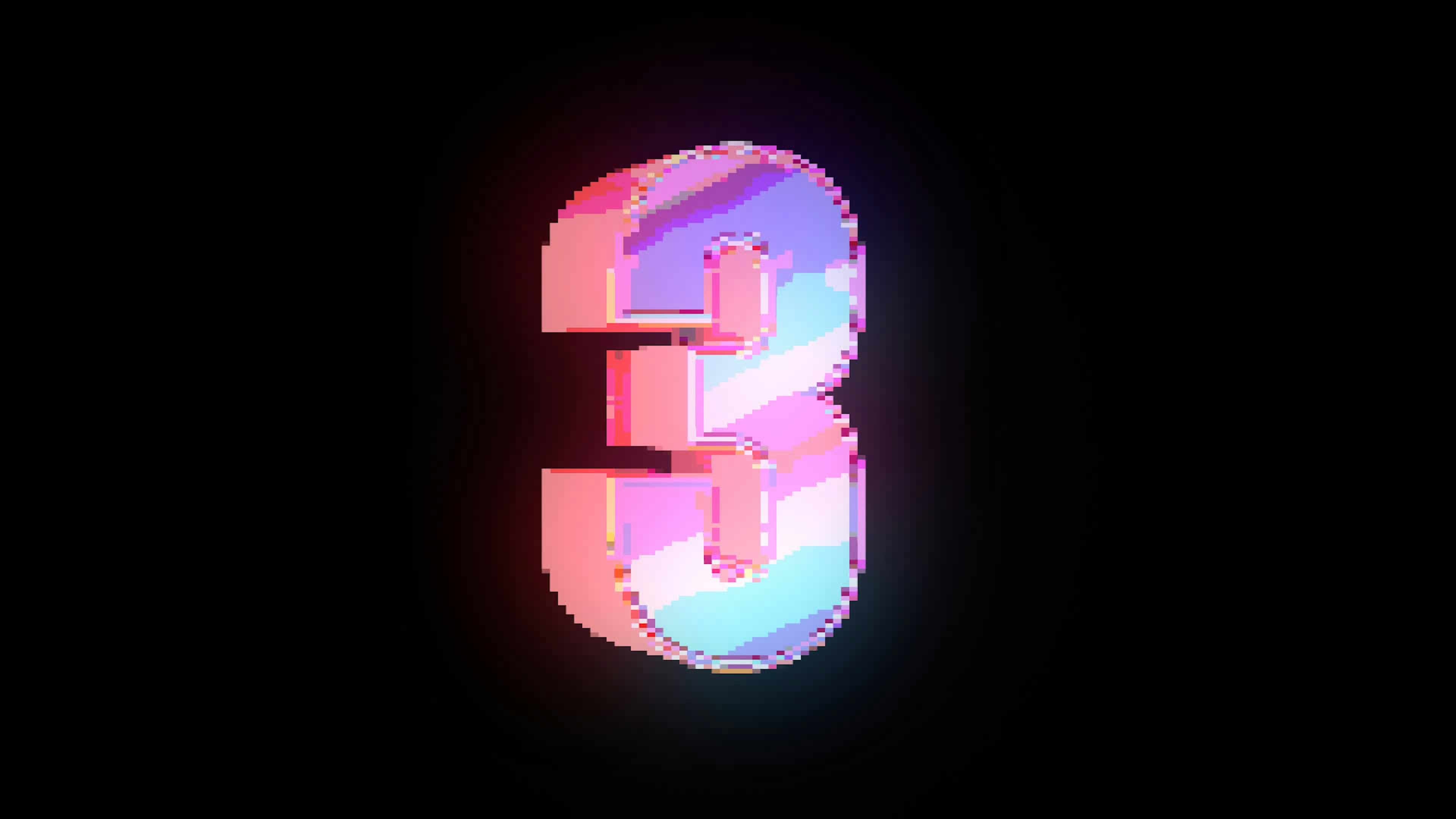 Pixel Retro Iridescent Countdown 3