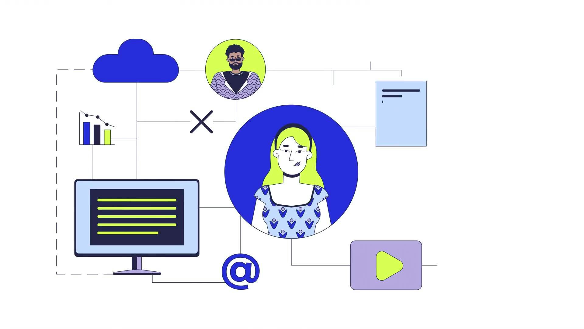 Multitasking In Management Line Animation • Motion Graphics Template ...