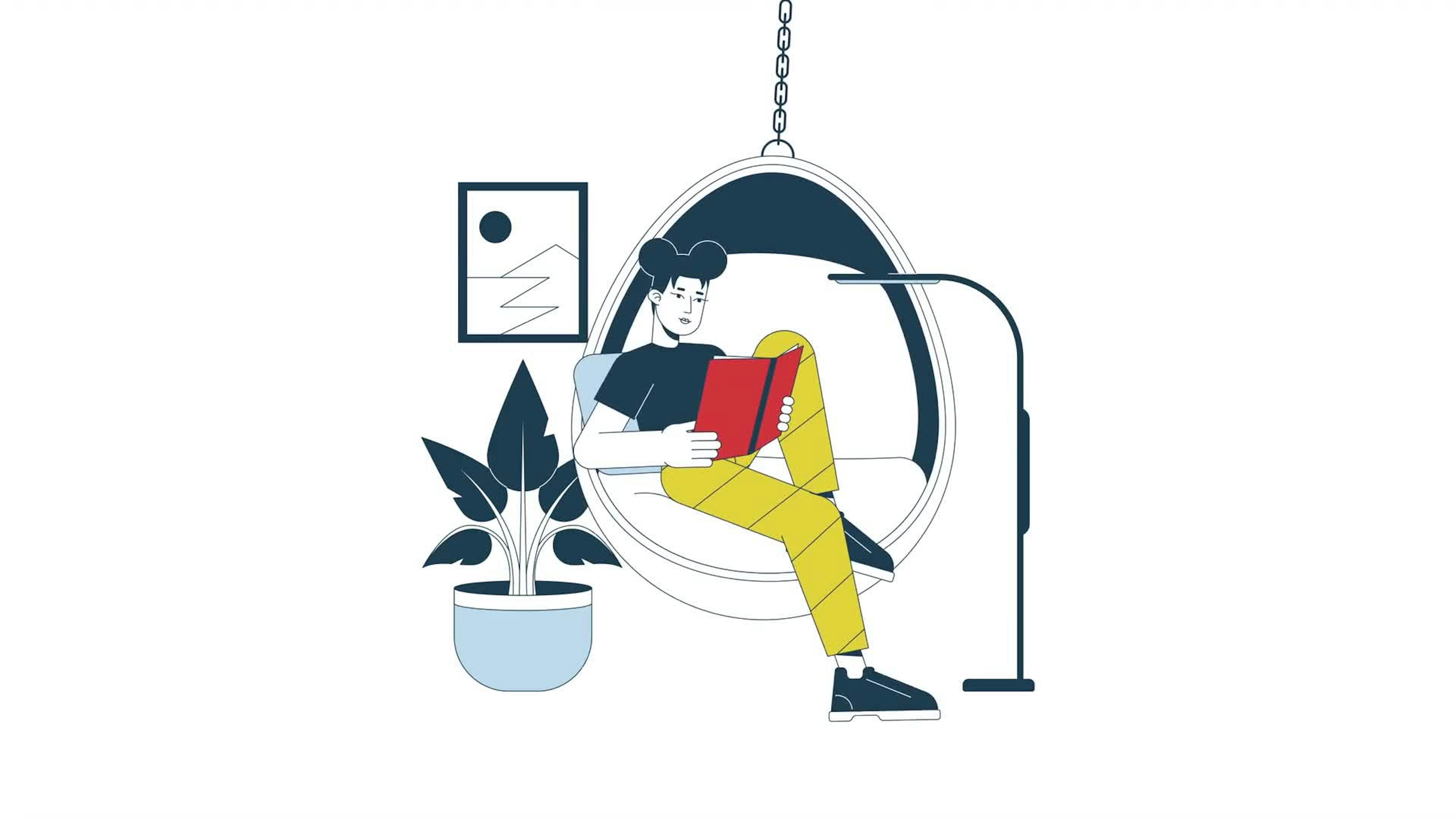 Reading In Hanging Chair Animation