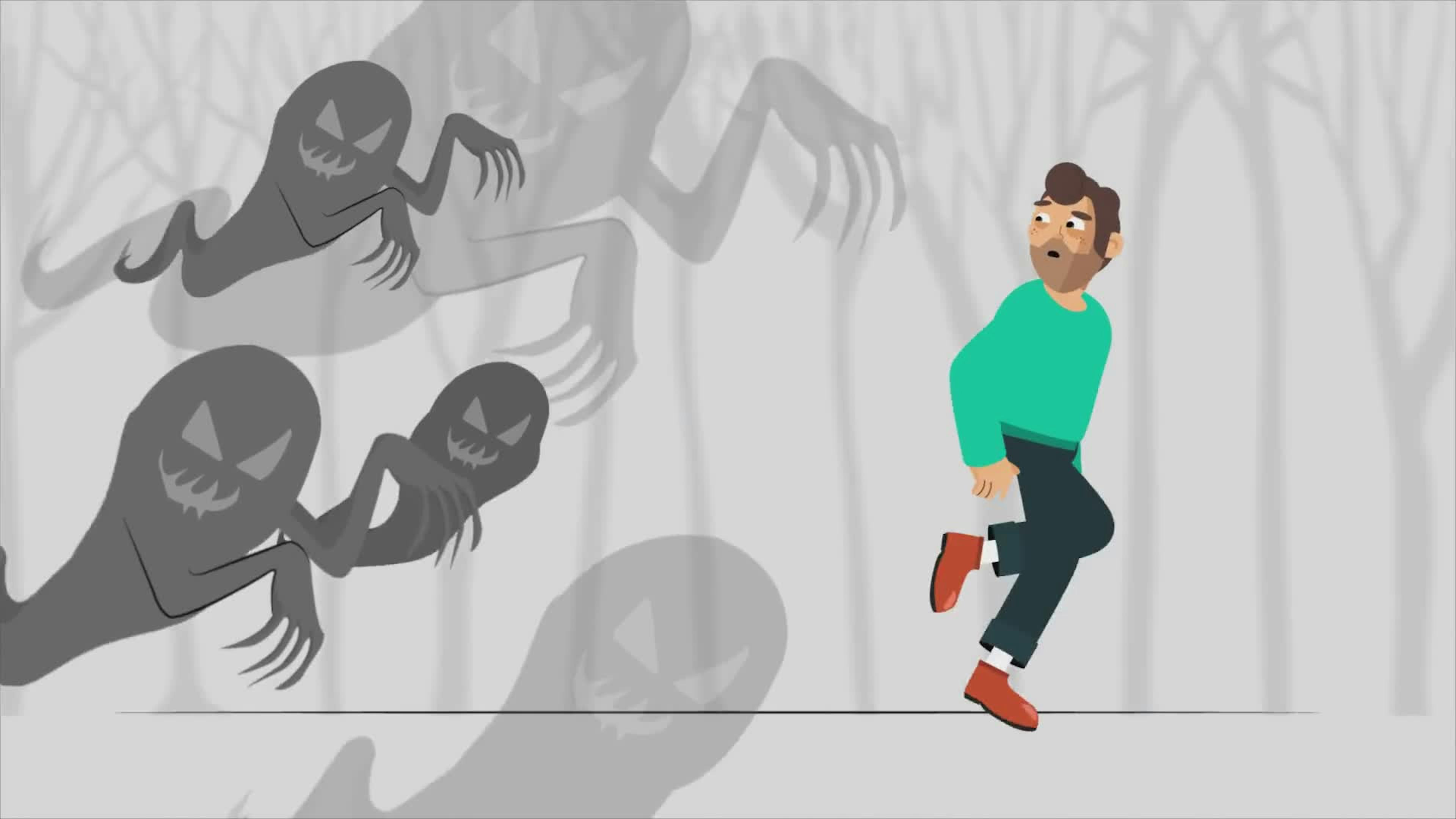 Scared Man Running Away