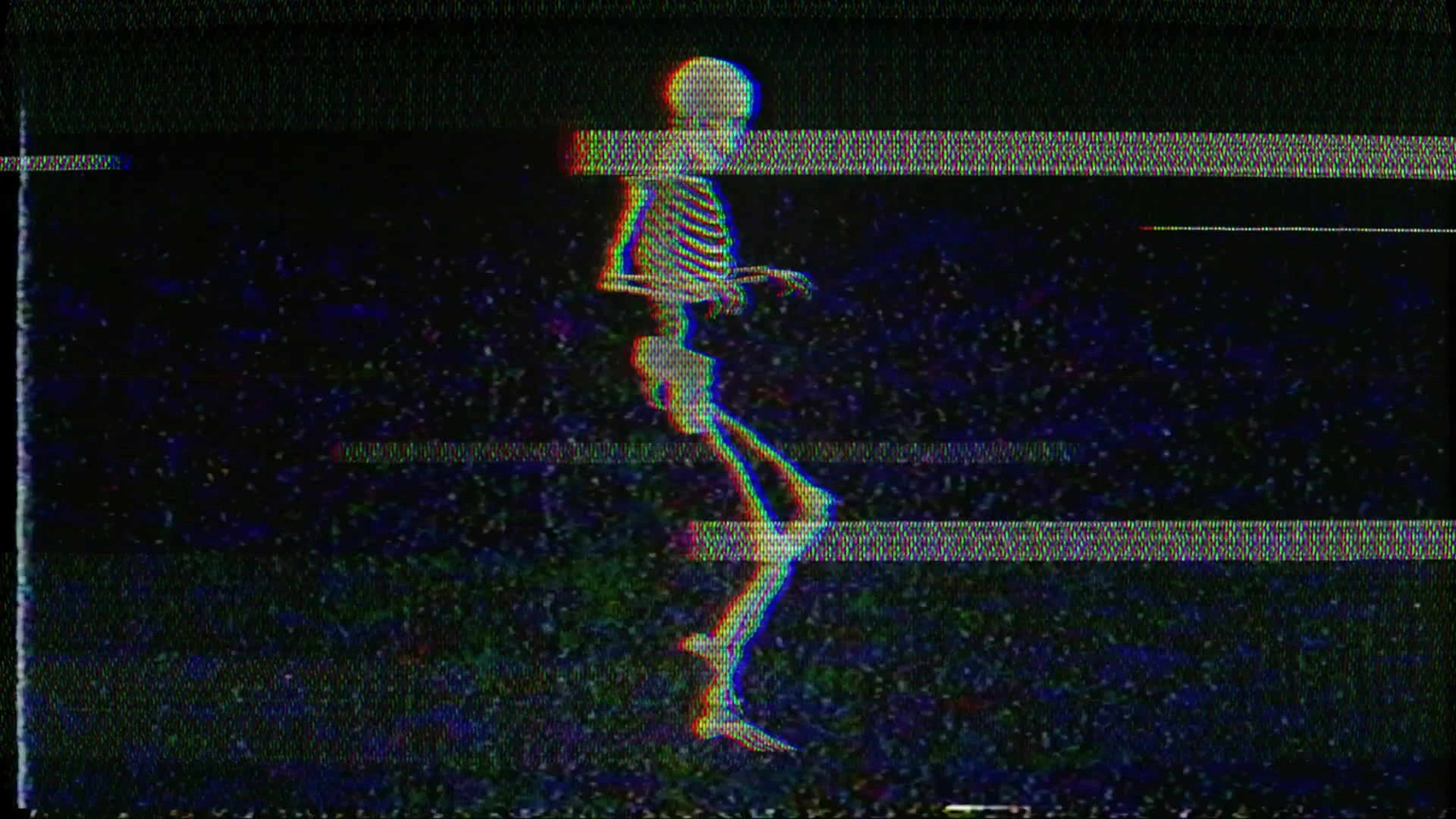 Skeleton Creeping Old VHS Footage