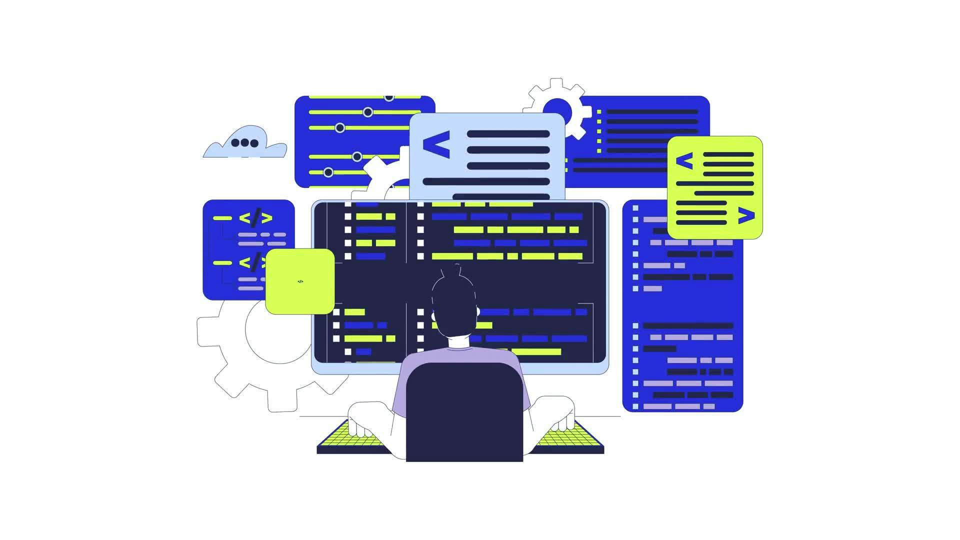 Window With Typing Programmer • Motion Graphics Template • Uppbeat