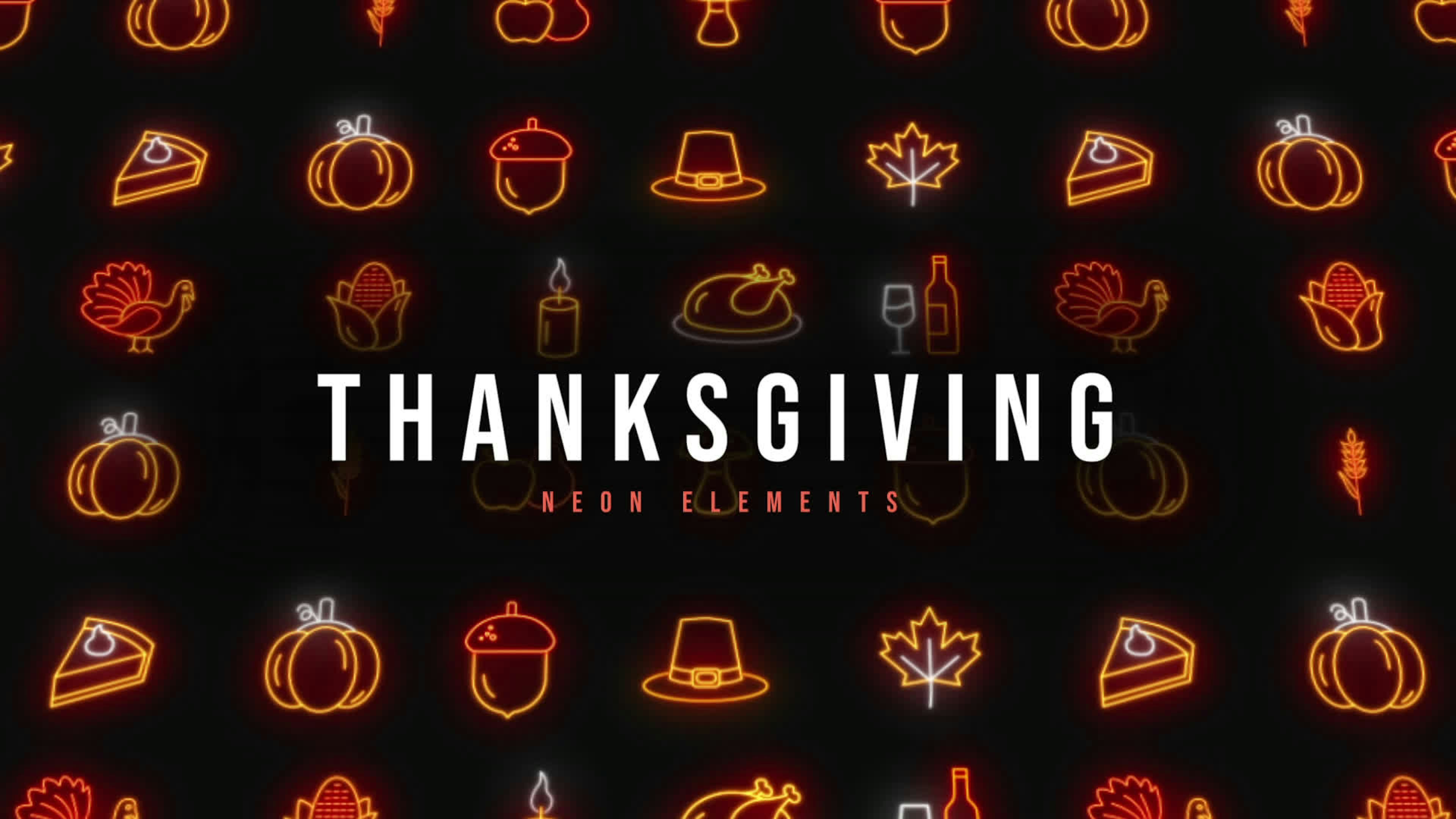 Thanksgiving Neon Elements