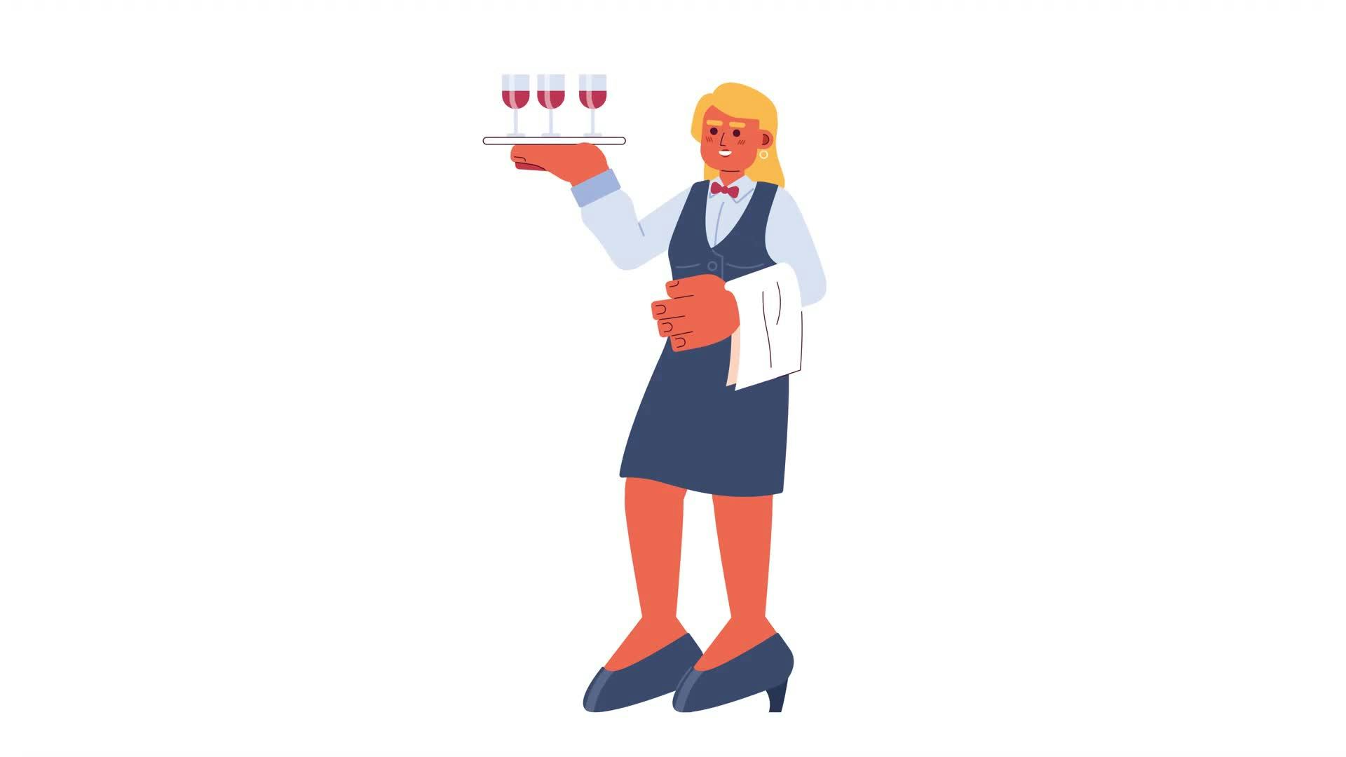 Waiter Serving Cartoon Animation • Motion Graphics Template • Uppbeat