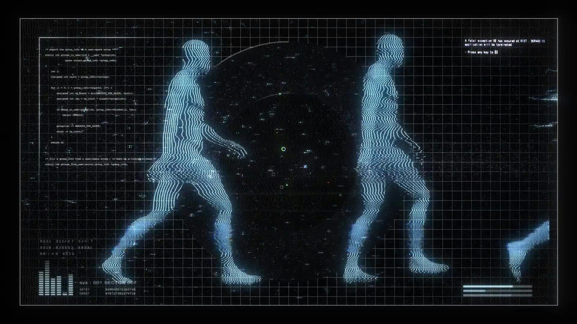 Walking Humanoid Figures RGB Digital Screen • Motion Graphics Template ...