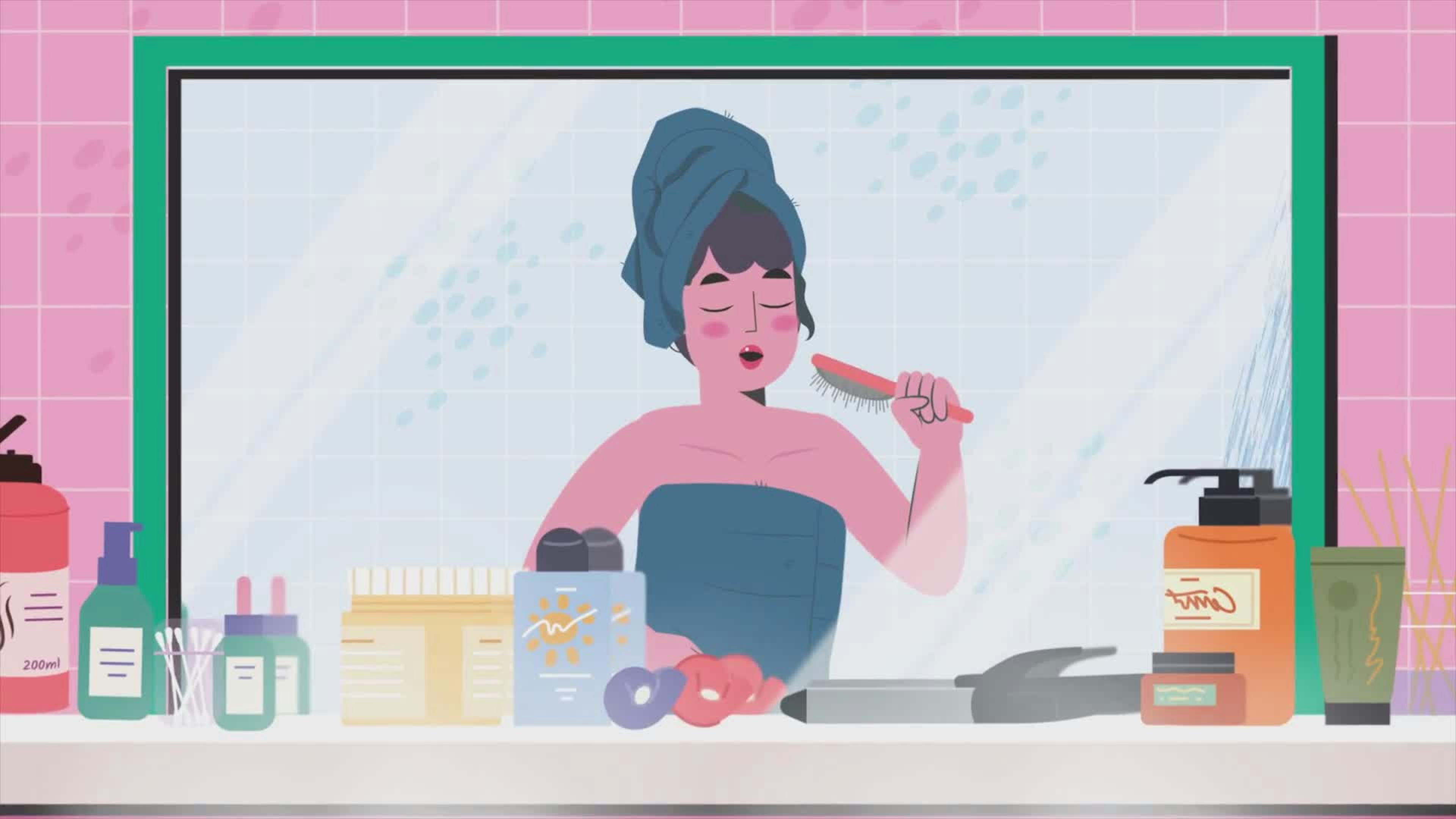 Woman Singing in Shower