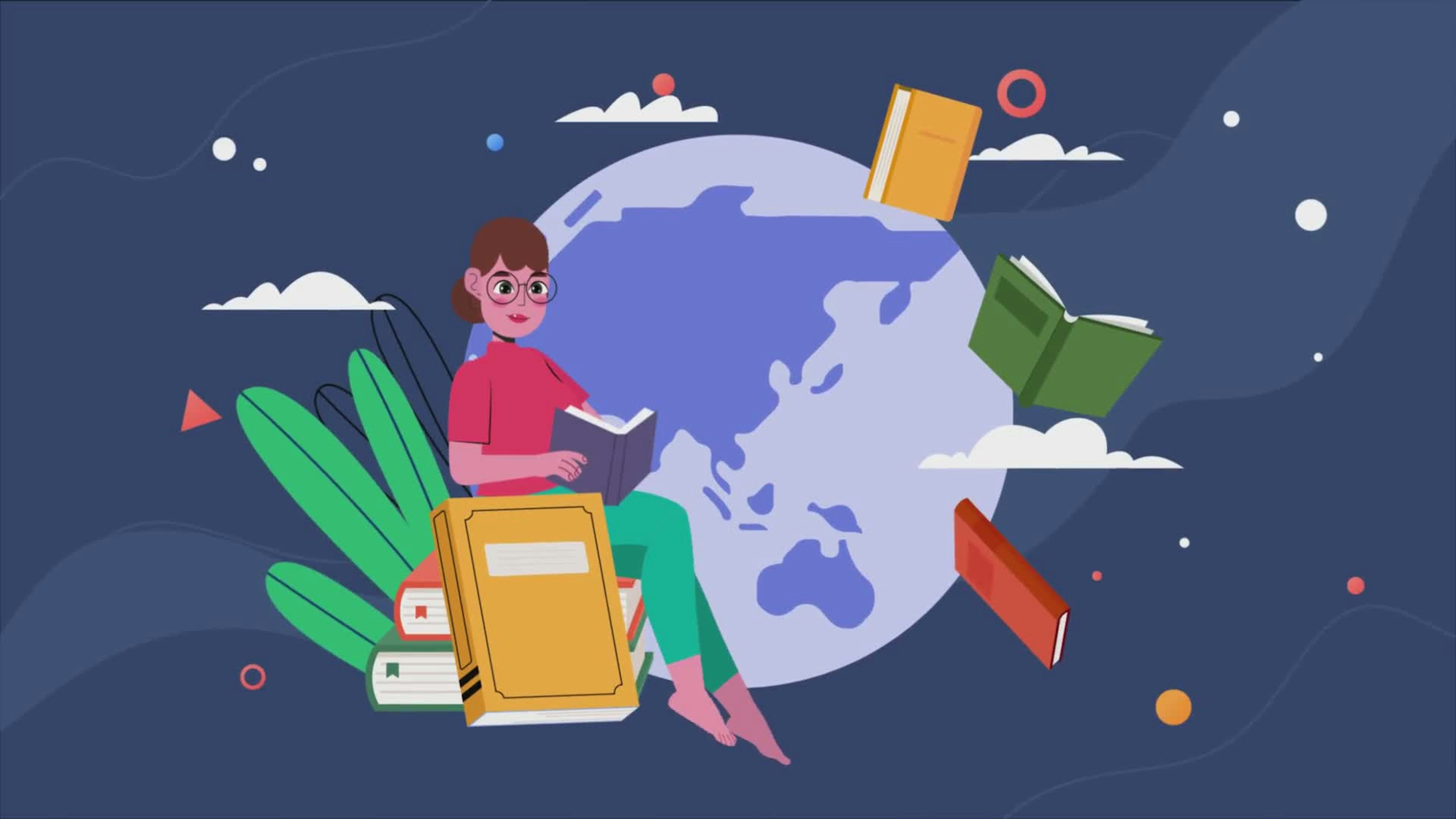 Woman Studying A Book Beside A Globe