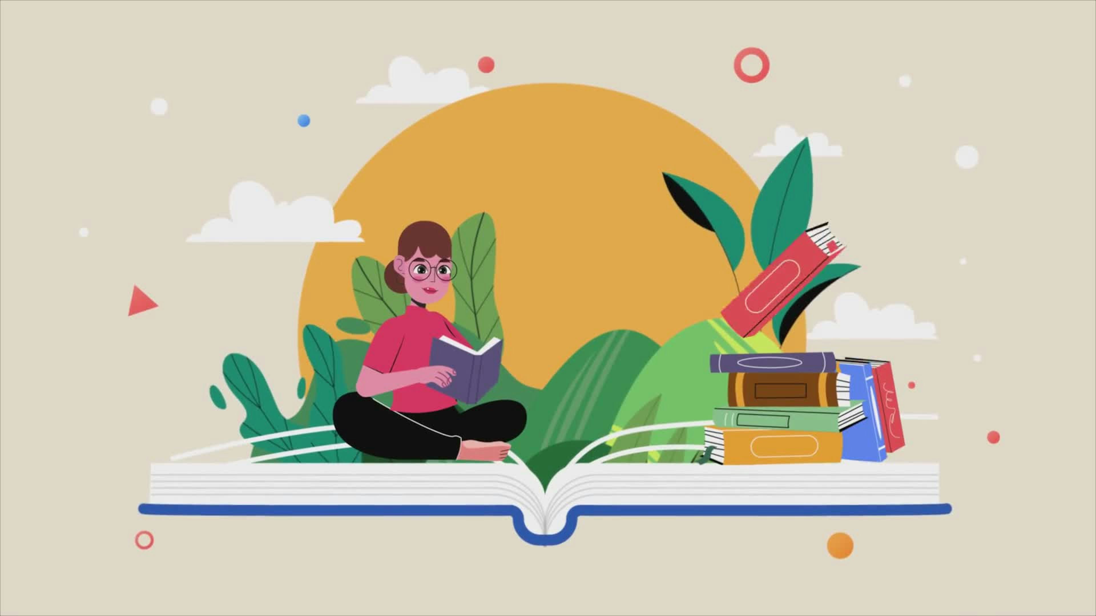 Woman Studying While Sitting On A Giant Book