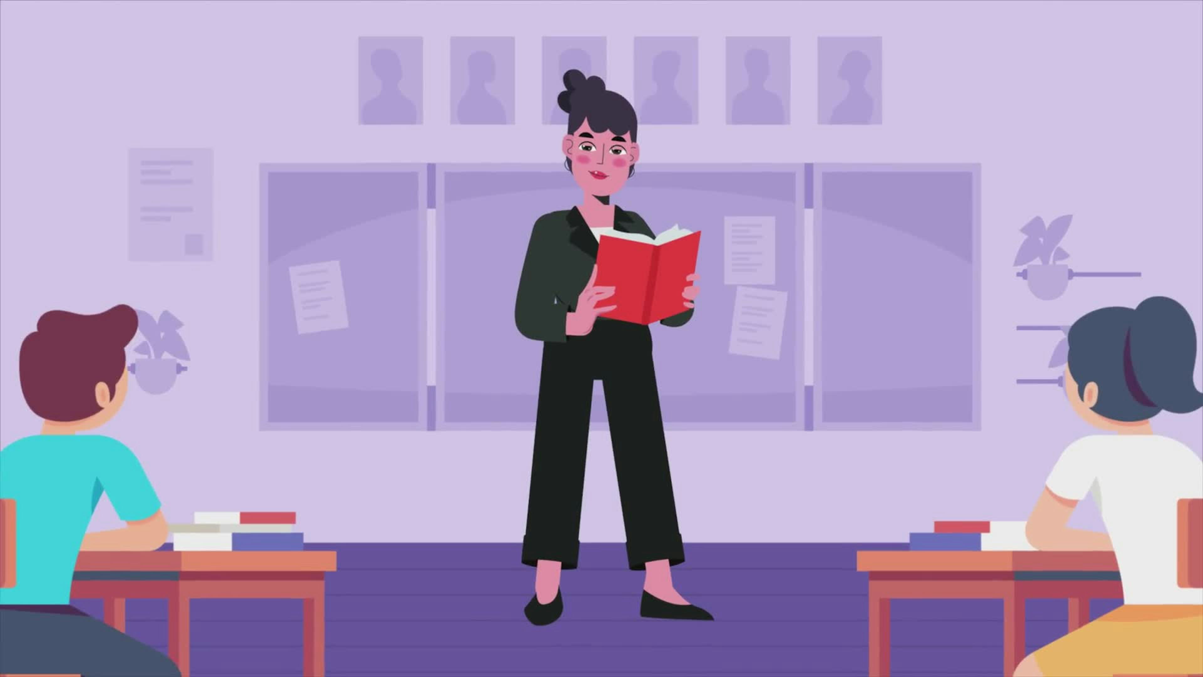 Woman Teacher Teaching in Classroom